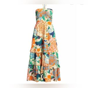 NWT Figue June Tiered Maxi‎ Dress in Orange - XL